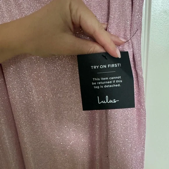 Lulu's Pink and Silver Spaghetti Strap Maxi Gown - Picture 4 of 4